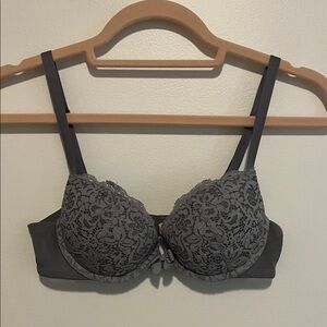 Aerie Lace Detail Charcoal Bra